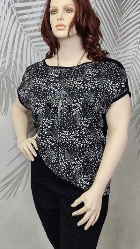 Peacocks csinos fekete-fehér mintás plus size felső