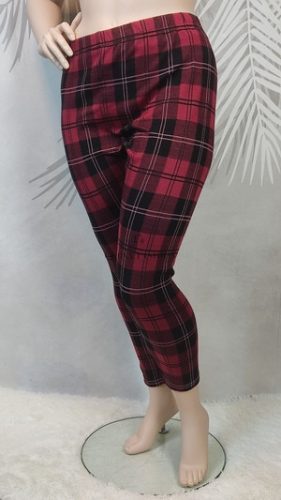 Tu bordó-fekete kockás molett leggings 